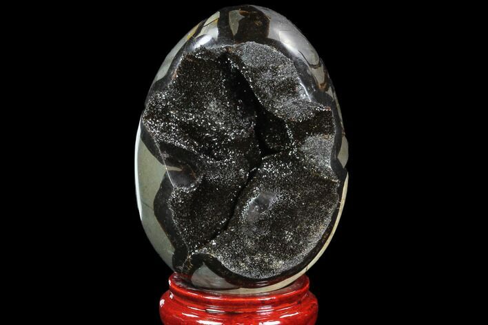 Septarian Dragon Egg Geode - Black Crystals #88539